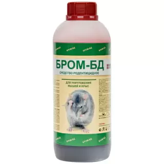 БРОМ-БД концентрат для приготовления приманок от грызунов, крыс и мышей, 1 л